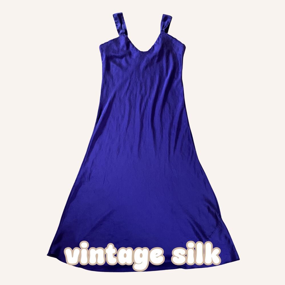 VINTAGE NORDSTROM 100% silk purple nightgown scalloped neckline size L